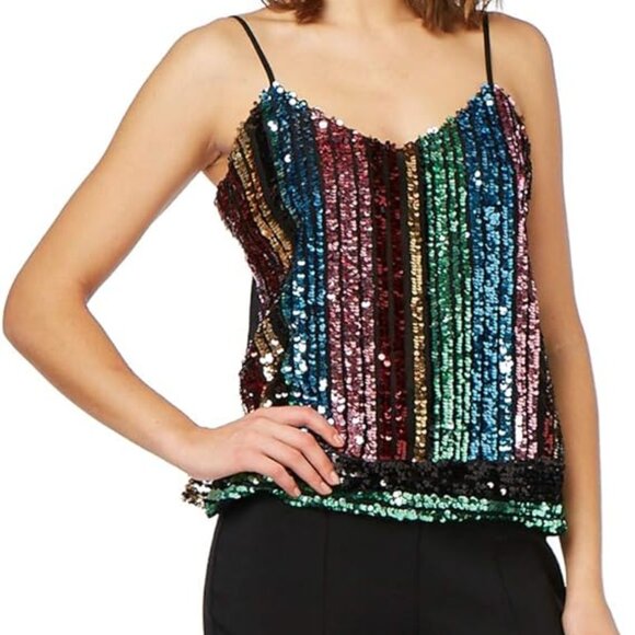 Nicole Miller Sequined Spaghetti Strapped Top - Picture 1 of 2